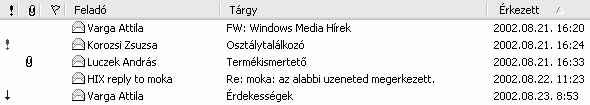 SZÖVEGRÉSZEK ÁTHELYEZÉSE ÜZENET FONTOSSÁGÁNAK BEÁLLÍTÁSA Egy szövegrész az áthelyezéskor eredeti helyéről törlődik, és új helyre kerül.