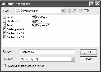 Információ és kommunikáció FÁJLOK CSATOLÁSA Elektronikus levelünkhöz a Beszúrás menü Fájlmelléklet parancsára vagy a Melléklet ikonra kattintva csatolhatunk fájlokat.
