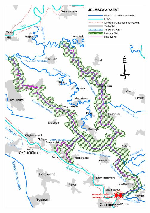 4.3.4. Csengeri vízkivétel 9. ábra Vízpótlás a Tisza-Szamosközben, Komlódtótfalui vízkivétel A Szamos bal partján, Csengernél, vízkivételre (gravitációs) jelenleg csak az I.