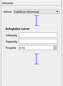 Alakzatok lap Az új elem ezen az oldalon egy lenyíló lista: