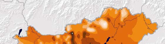 középhőmérséklet > 25 C) az 1980-2009-es időszakban, rácsponti