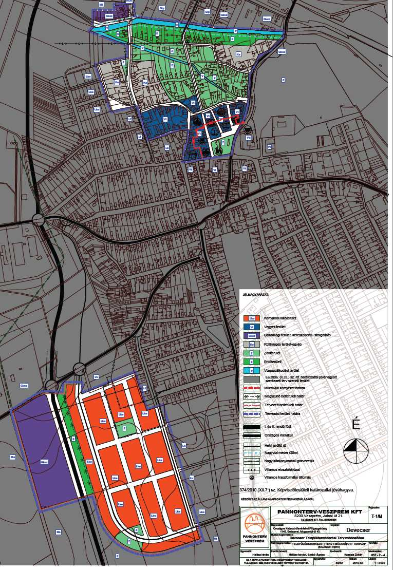 Devecser Településrendezési Terv módosítása Településszerkezeti Terv /Módosított tervlap (kivágati