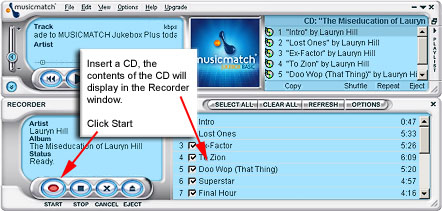 a CD Lookup leolvassa a CD-t, és megpróbálja kitölteni az album, előadó és szám címe adatokat