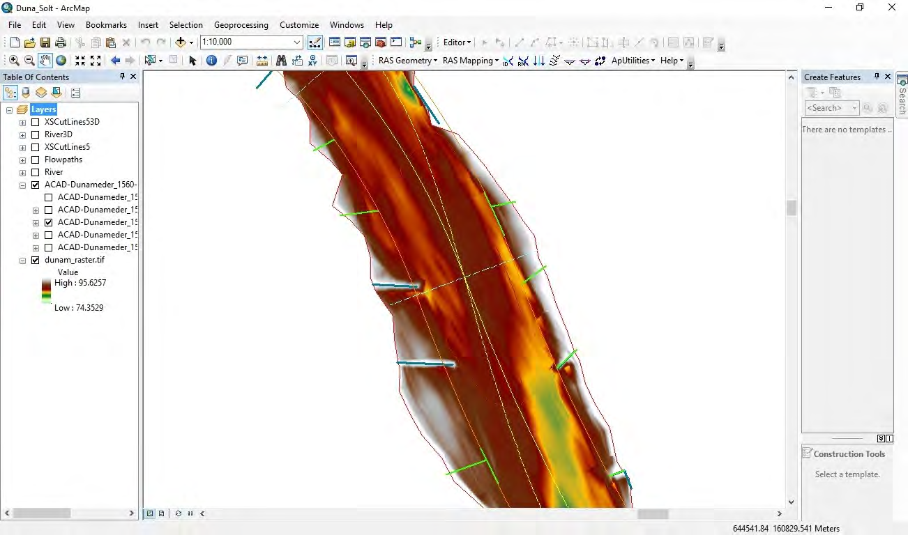 89.00 Hidraulikai modell felépítése 88.50 Vízfelszín rögzítés: 2015.08.18. 88.00 Terepmodell készítése: DTM TIF 87.