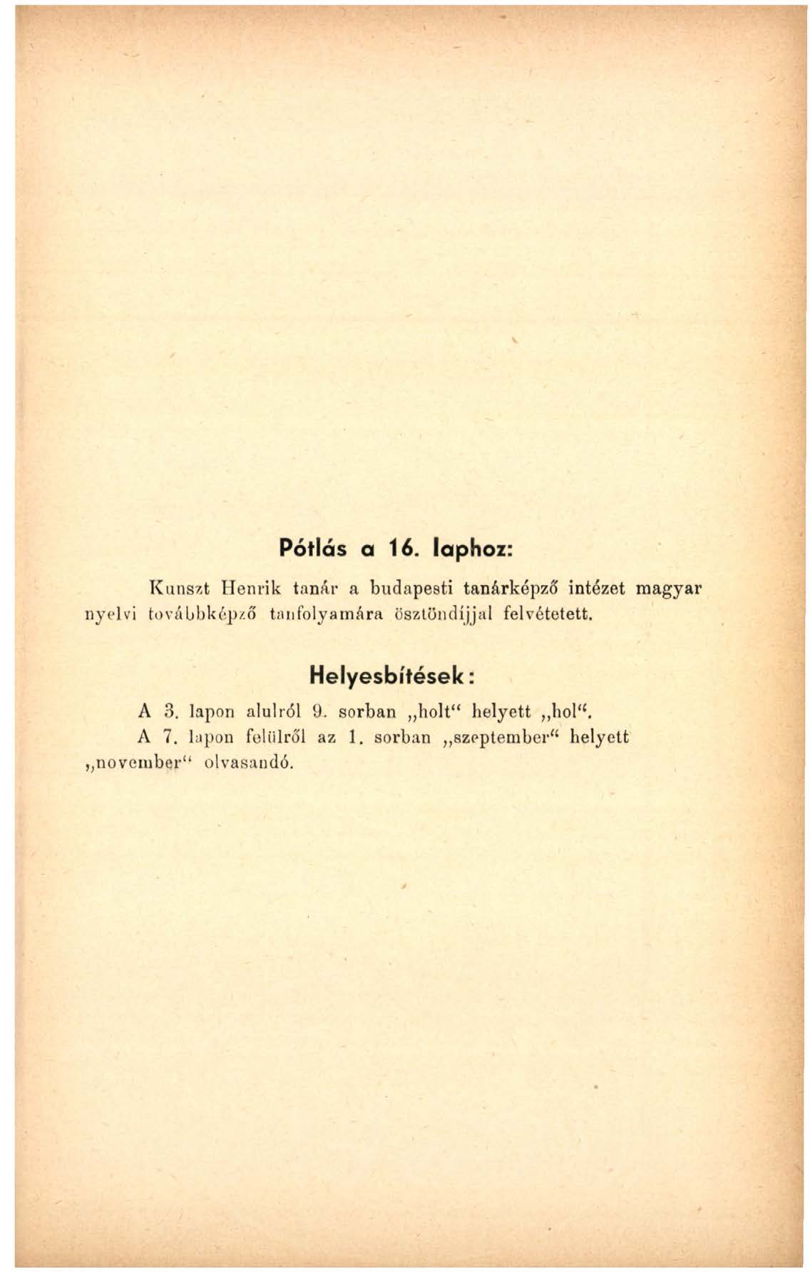 Pótlás a 16.