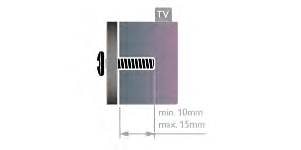 2 Üzembe helyezés A faltól legfeljebb 15 cm-re helyezze el a TV-készüléket. A TV-nézés ideális távolsága a képernyőátló méretének háromszorosa.