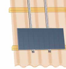 The cross beams are connected to the substructure respectively to the roof cladding by means of roof hooks or special fixation elements.
