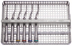 SEBÉSZET SCREW-LINE OSZTEOTÓM KÉSZLET Cikkszám Termék Anyag J5420.0030 Oszteotóm készlet CAMLOG /CONELOG SCREW-LINE hajlított-homorú Tartalma: J5419.