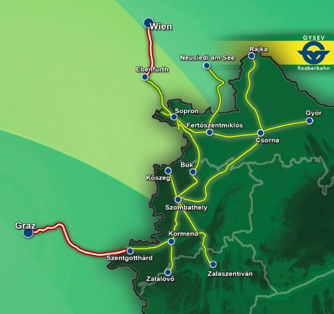 A GYSEV csoport stratégiai céljai Meghatározó szereplővé válni a térség (Nyugat-Dunántúl, Kelet- Ausztria) regionális közlekedésében, a minőségi és összehangolt közösségi közlekedés