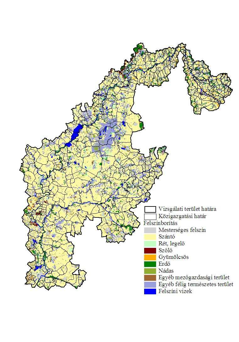 24. ábra A Tisza-térség jelenlegi területhasználata. Forrás: CLC50 adatbázis. FÖMI.