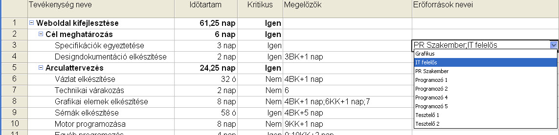 erőforrásokat. Ha több erőforrást kell egy sorba felvinni, akkor pontosvesszővel elválasztva kell megadnunk. 11. ábra.