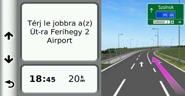 Megjelennek a fordulóra vonatkozó részletes adatok. A nagyobb kereszteződések esetében megjelenik az útkereszteződés képe (ha elérhető).