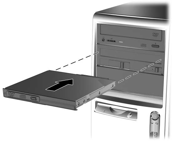 Hardverb vítés Meghajtó helyezése a MultiBay modulba 1. Vegye ki a meghajtóból az esetleg benne lévő adathordozót (például CD-t). 2.