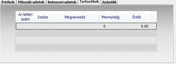 Becsült érték: az ingatlan becsült értékét lehet itt megadni. (Akkor fogja engedni a program, hogy kitöltsük ezt a mezőt, ha a főkönyvi számoknál (menüpont: 1.B.1.5.