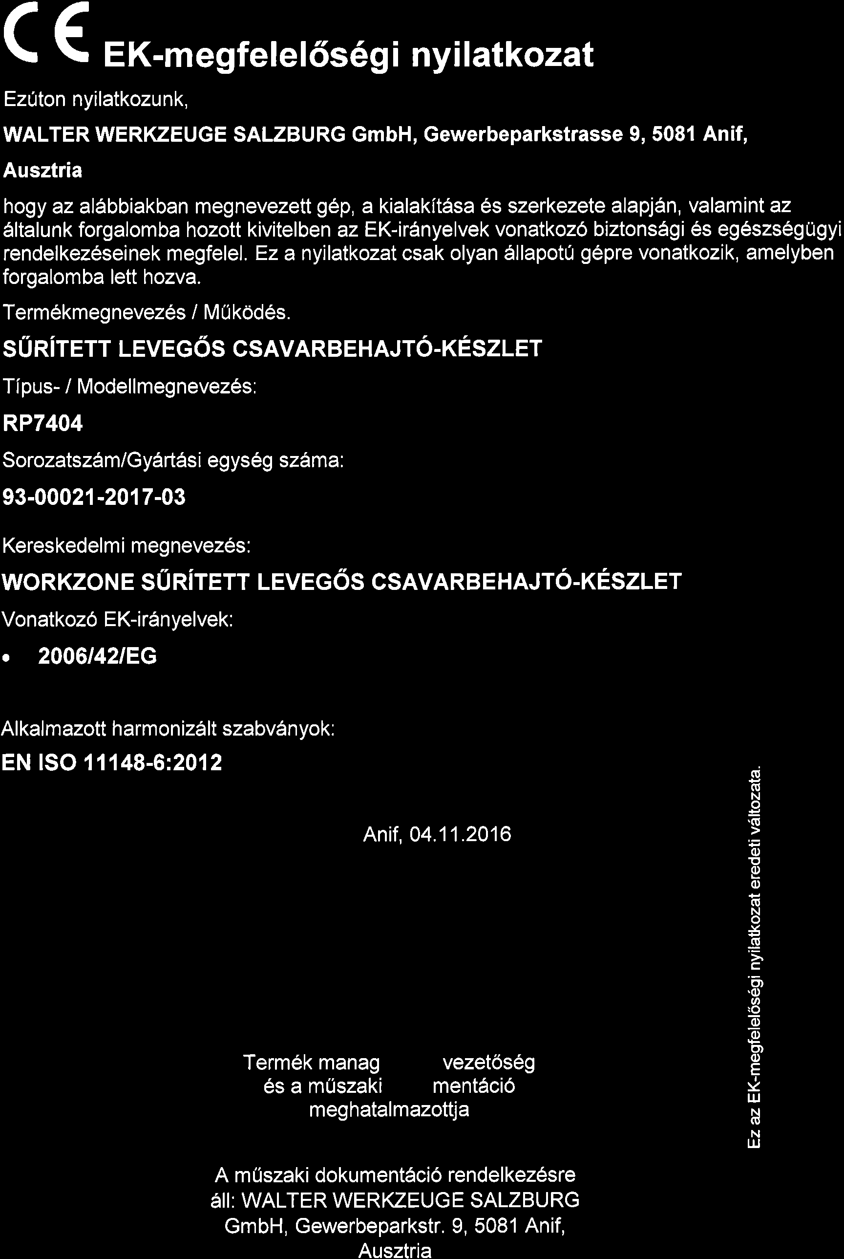 Megfelelőségi nyilatkozat