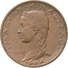 / Rv: * MAGYAR KIRÁLYSÁG * koronás magyar címer láncdíszítéssel /gekröntes ungarisches Wappen mit Kette umgürtet/ alul /unten/ B-P / 19-35 / 2