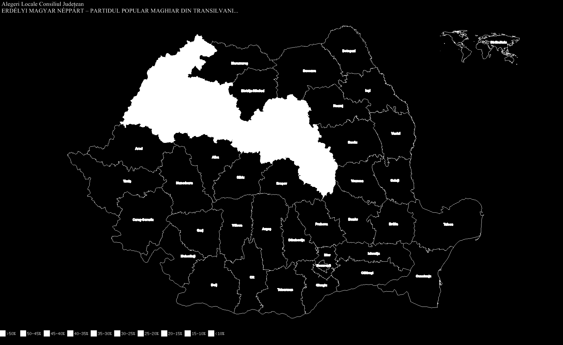 térkép: Az MPP eredményei az egyes megyékben Az