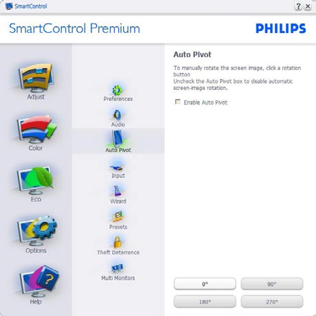 Option (Lehetőségek) > Auto Pivot (Auto elforgatás) Help (Súgó) >Version (Verzió) - Csak akkor aktív, ha kiválasztja a Version (Verzió) elemet