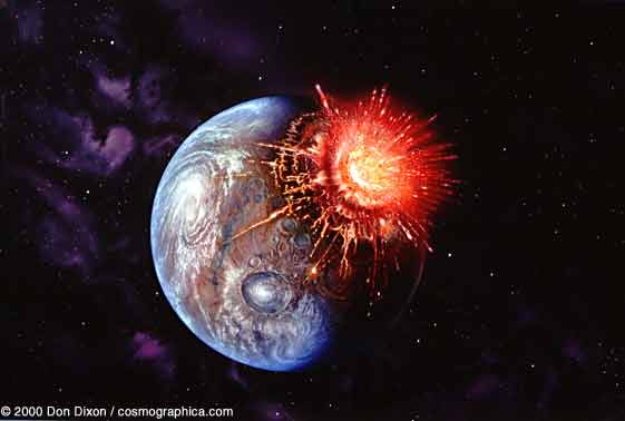 Föld korai története A Hold keletkezése Hatalmas becsapódás a Föld kialakulását követő mintegy 150 millió éven