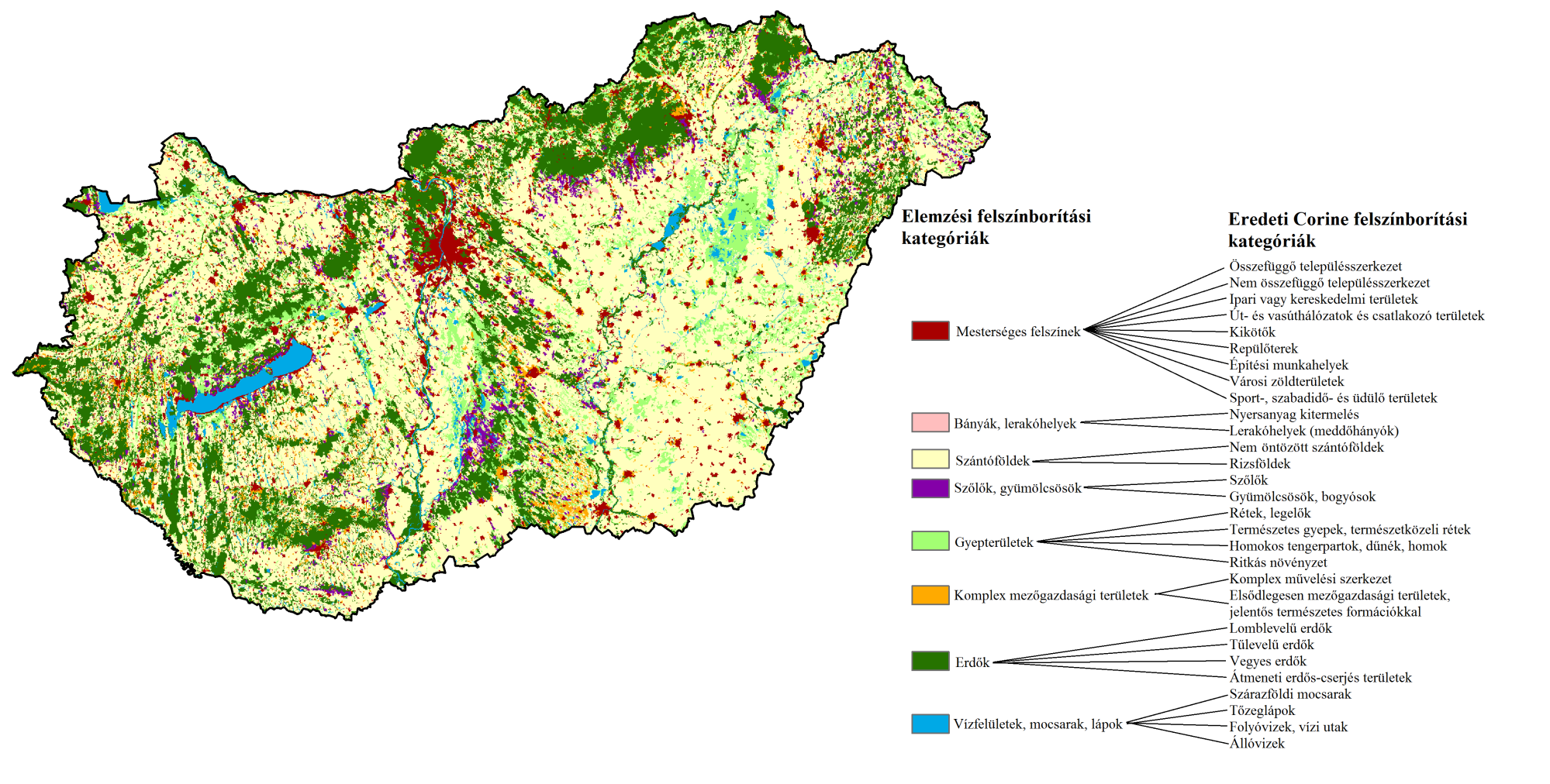A földhasználati térképek előkészítése Corine Land Cover rasztertérképek 1990-re és 2006-ra Cellaméret: 250 m A 29