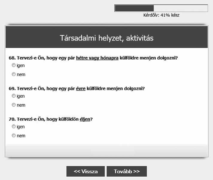 2. ábra: Mintaoldal az online kérdőívből programozási ismereteket.