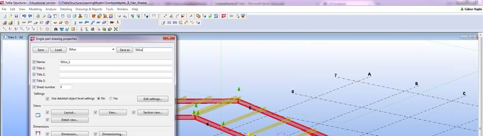 118. ábra: Single-part drawing properties A felugró ablakban első lépésként létre kell hoznunk a saját stílusunkat, amit a STANDARD stílus