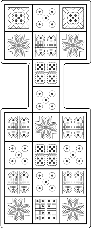 The RoyalGame of Ur ( a Király-játék. Hasonlít a Ki nevet a végén játékhoz: ketten, felváltva dobtok és léptek...) A tábla két oldalán egymással szemben ülő két játékosnak 6-6 db bábuja van.