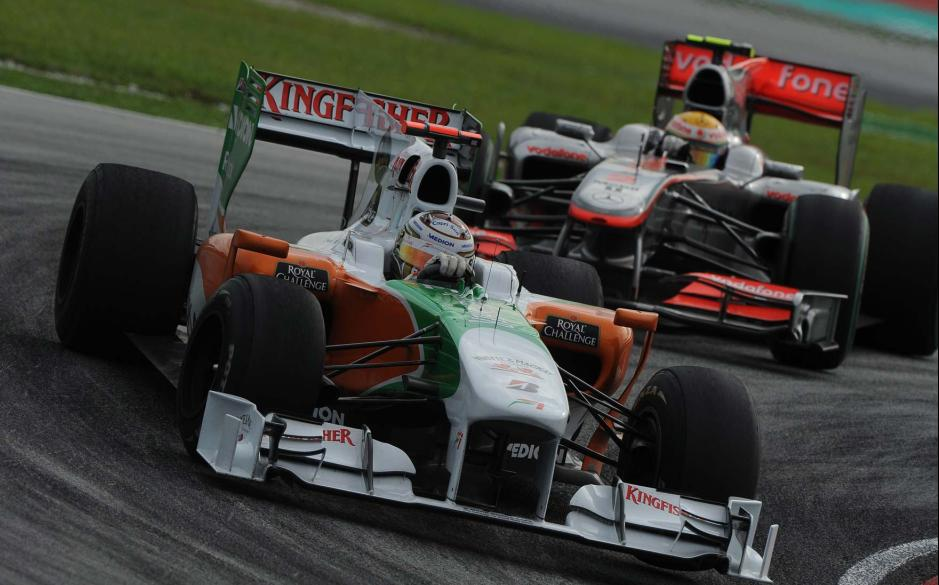 Sutil már túl nagy falatnak bizonyult Hamilton számára Az ötödik pozícióban Adrian Sutil autózott a verseny kezdetétől fogva.