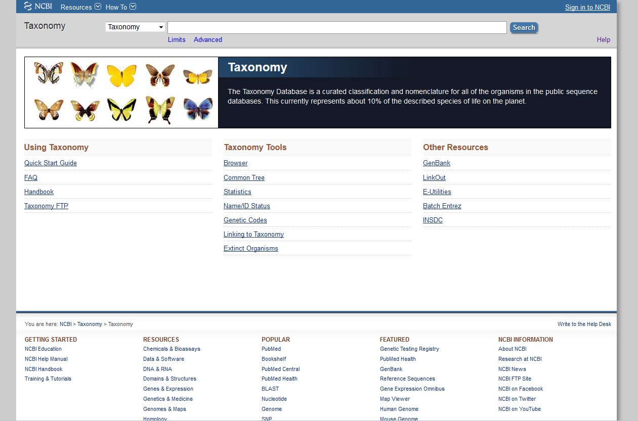 NCBI Taxonomy: http://www.ncbi.nlm.nih.