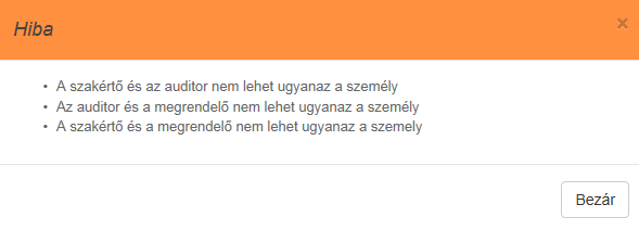 A későbbi hiba üzenetek elkerülése érdekében gondoljuk át az igénylésünket.