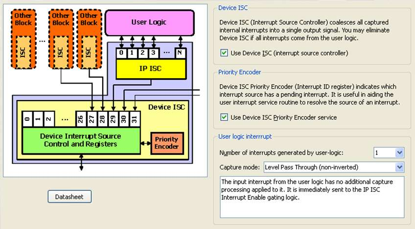 Slave szolgáltatások: megszakítás vezérlő a perifériában IP modul megszakítások egy vonal a CPU vagy az INTC felé Vezérlés a PLB IPIF regiszterein keresztül Részletek az adatlapban A megszakítás