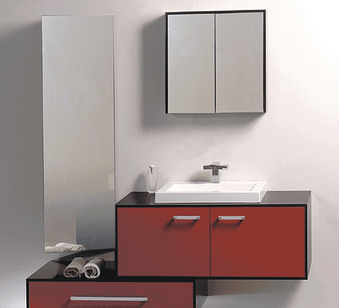 üveglapos, tömör fa szekrény 100 x 48 x 41 + beépített porcelán mosdó + fékező zsanérok