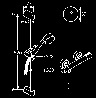 materiálom bez sprchovej batérie chróm 6609005-00 307,63 KLUDI ZENTA SHOWER DUO L = 900 mm nástenná tyč s posuvným držiakom sprchová termostatická batéria DN 15, s uzavieracím ventilom voľba teploty