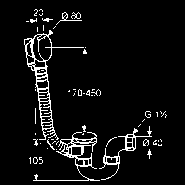 montážnu vzdialenosť do 450 mm s ventilovým vrchným dielom chróm 2140805-00 33,55 KLUDI ROTEXA 2000 odpadová a prepadová súprava G 1 1/2 bowdenové tiahlo 850 mm