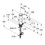 KLUDI TANGENTA DREZ KLUDI TANGENTA drezová jednopáková batéria DN 10 materiál: ušľachtilá oceľ trieda prietokového množstva Z s-pointer perlátor M 24 x 1 otočný výtok (360 ) uchytenie závitovou