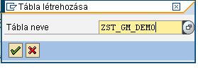 A létrehozandó adatbázistáblának nevet kell adni, melyet a felugró ablakban tehetünk meg.