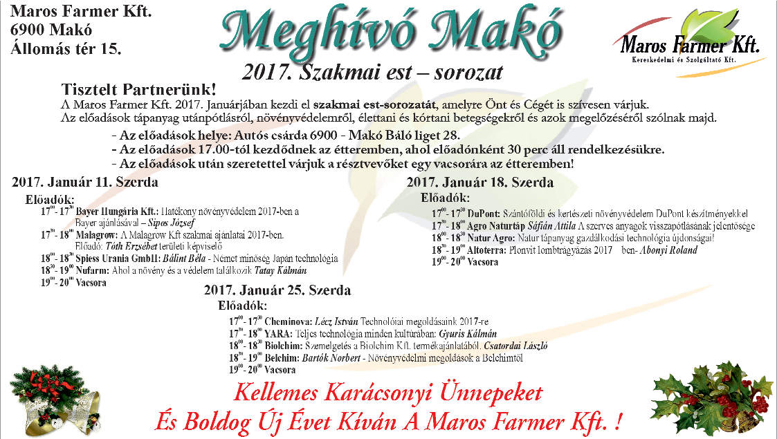 : 19-27 -ig zárva, dec.28-29 7.30-15.