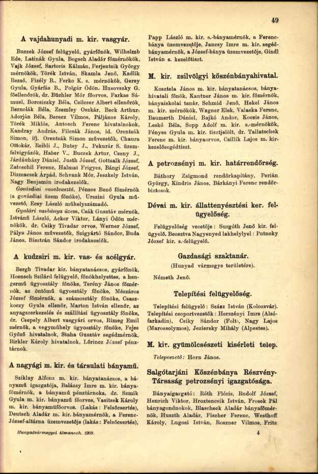 A vajdahunyadi m. kir. vasgyár.
