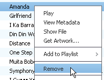 1 Kattintson egy médiafájlra az egér jobb gombjával. Válassza a Remove (Eltávolítás) 2 Hagyja jóvá a választást.» A kiválasztott fájl eltávolításra került a könyvtárból és minden lejátszási listáról.