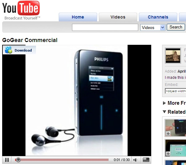 3.6.1 Videók letöltése és hozzáadása a MediaConverter alkalmazásban 3.6.1.1 Videók letöltése a Stream Ripper* alkalmazással 1 2 Nyissa meg Internet Explorer böngészőjében a weboldalt, ahonnan le kívánja tölteni a videót.
