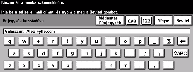 Válaszcím A Válaszcím lehetőséggel módosíthatja azt az alapértelmezés szerinti címet, amelyre az internet faxmunka címzettjei elküldhetik a válaszukat.