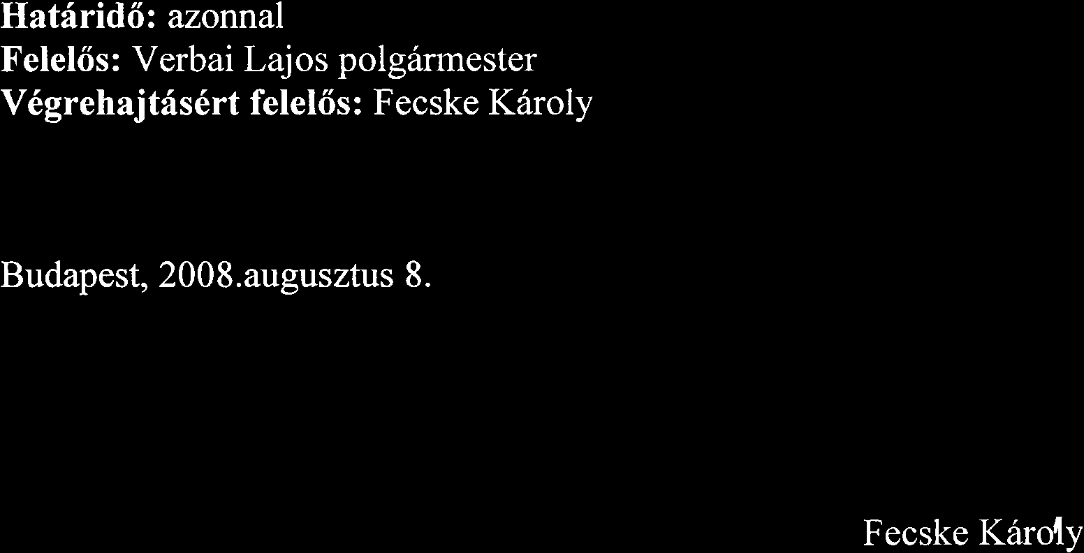 HatSrid6: azonna- Felel6s: Verbai Lajos polg6rmester V6grehajtf s6rt