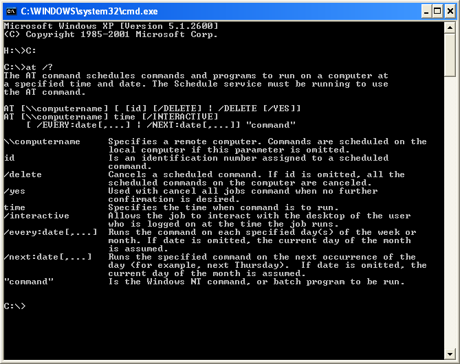 Gépeld be az at /? Parancsot, majd nyomd meg az Enter billentyűt! Megjelenik az at parancs szintaktikája. Gépeld be az at 20:00 /every:p ntbackup parancsot!