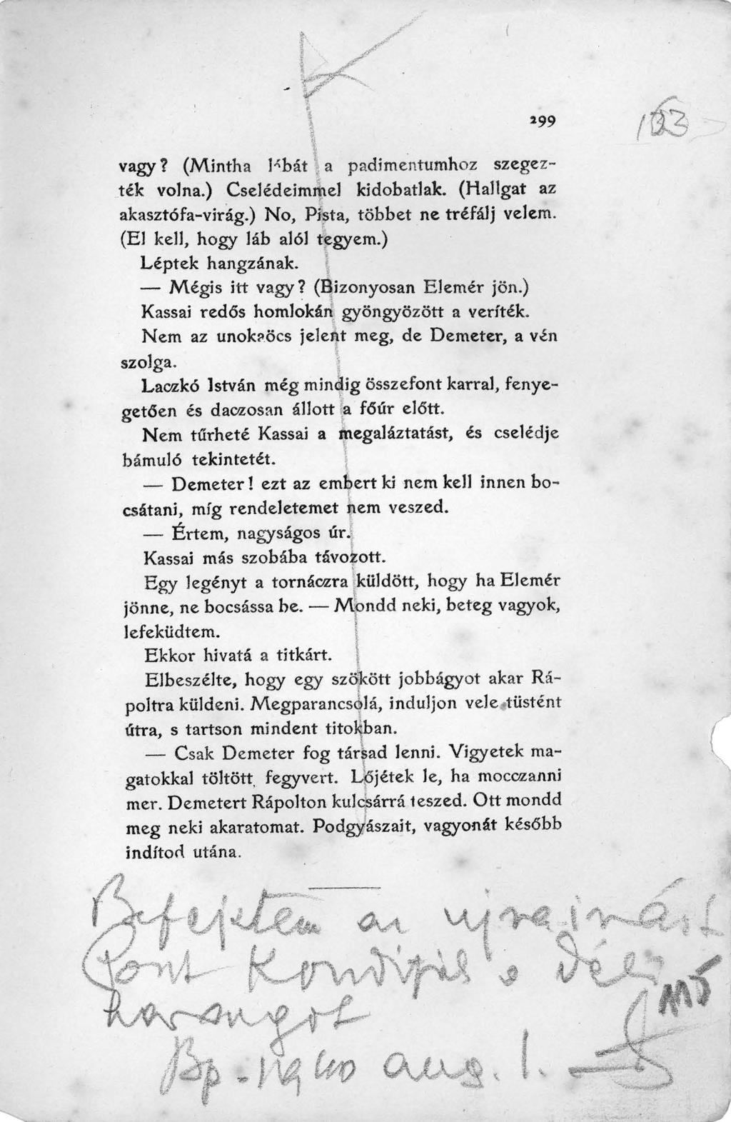 166 Kemény Gábor 2. melléklet. Móricz Zsigmond bejegyzése A rajongók I.