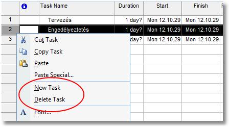 Az erőforrásokhoz, amikor felvisszük őket, automatikusan létrejön egy-egy erőforrásnaptár is. Ezek a naptárak szintén megjelennek a Tools menü Change Working Time menüpontjában.