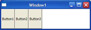 222 <Button>Button2</Button> <Button>Button3</Button> </StackPanel> </Window> Az eredmény: Az elemek függőlegesen követik egymást.