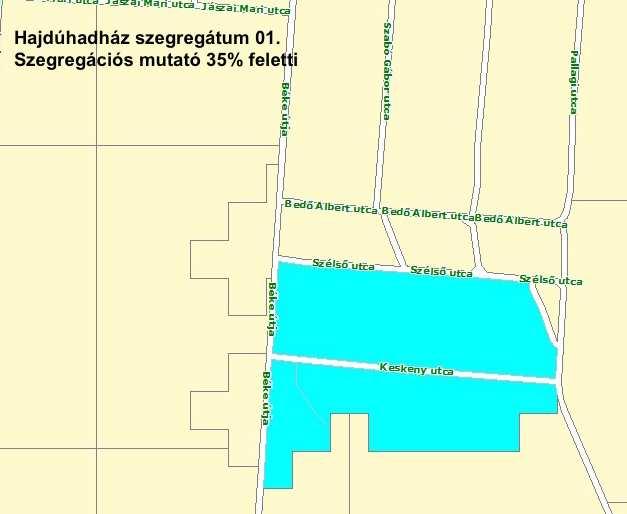 STRATÉGIA 50 Az 1. szegregátum a település kisebb kiterjedésű és lakónépességű szegregátumainak egyike. A lakónépessége 204 fő, Hajdúhadház népességének 1,62%-a.