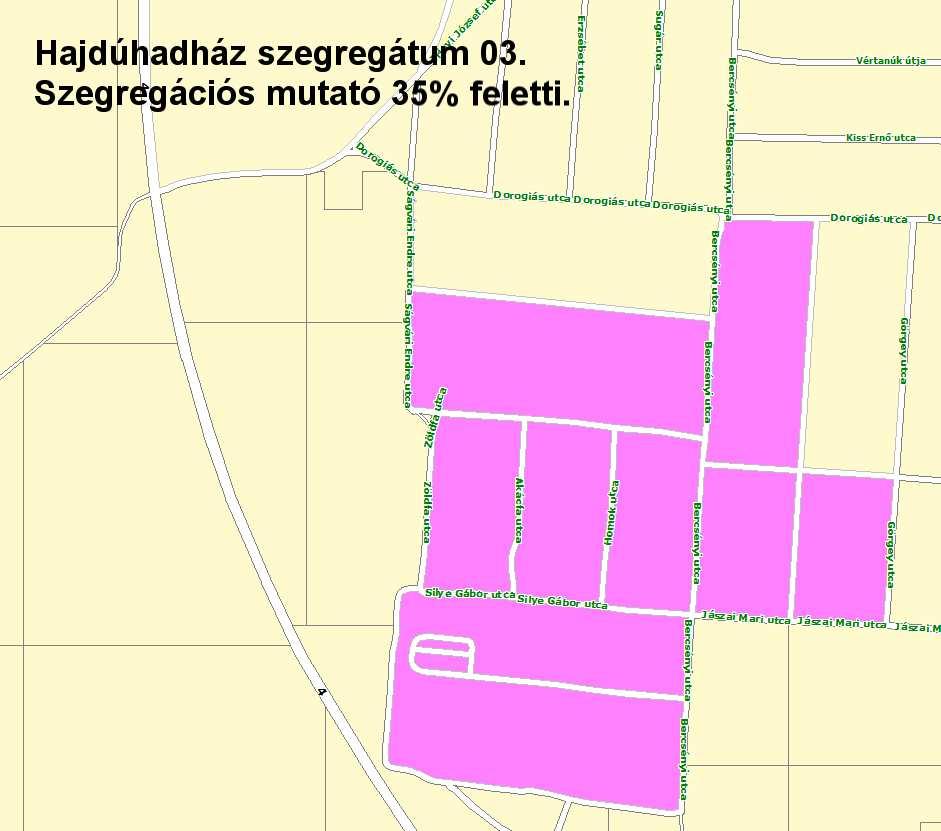 szegregátum lakónépessége 333 fő, ami Hajdúhadház népességének 2,65%-a. A szegregátum a többi szegregátumhoz képest kedvezőbb szociális és gazdasági mutatókkal rendelkezik.