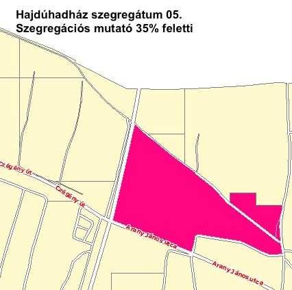 A szegregátum a város összességében legrosszabb statisztikai mutatókkal rendelkező területe. A szegregátumban a lakhatási feltételek mutatói rendkívül kedvezőtlenek.