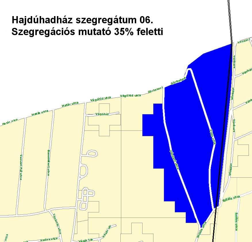 STRATÉGIA 52 A 6. szegregátum lakónépessége 675 fő, ami Hajdúhadház népességének 5,36%-a.